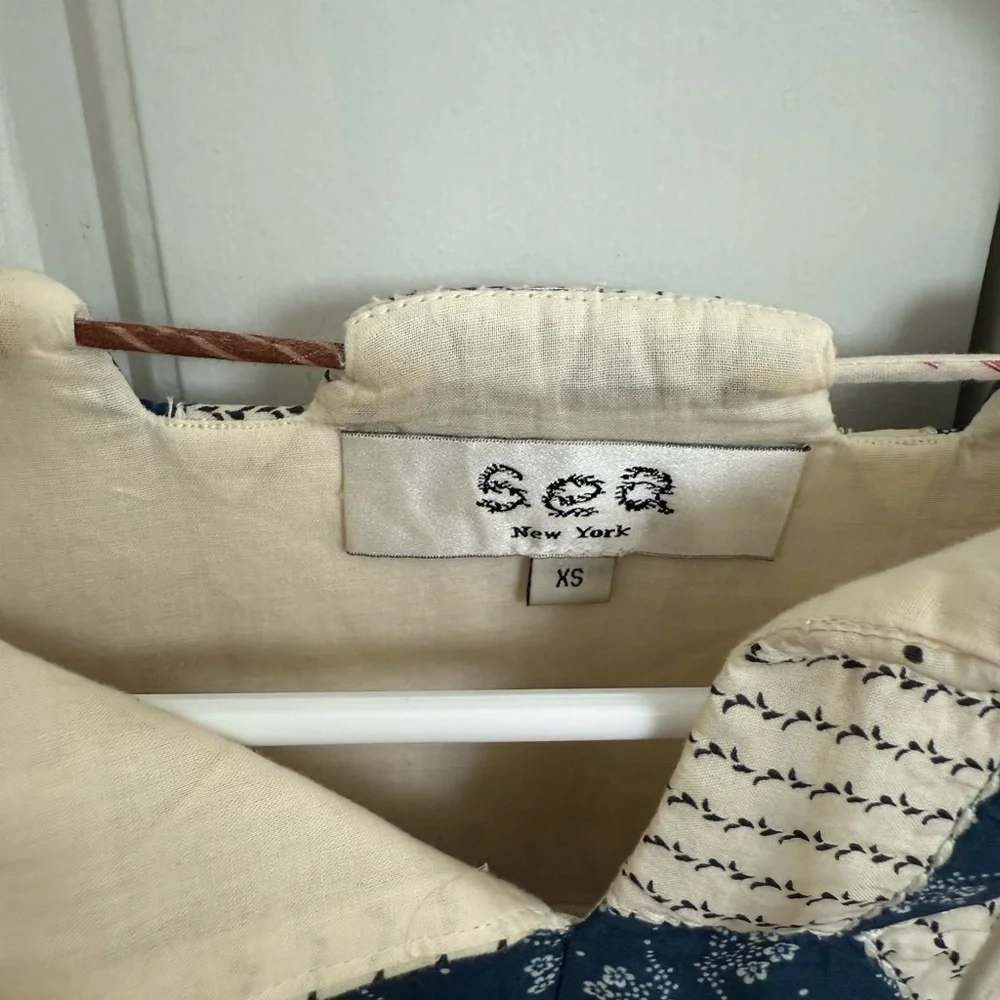 Sea New York Patchwork Puff-Sleeve Blouse in Red, Blue, Pink, Purple, Cream - Picture 3 of 3